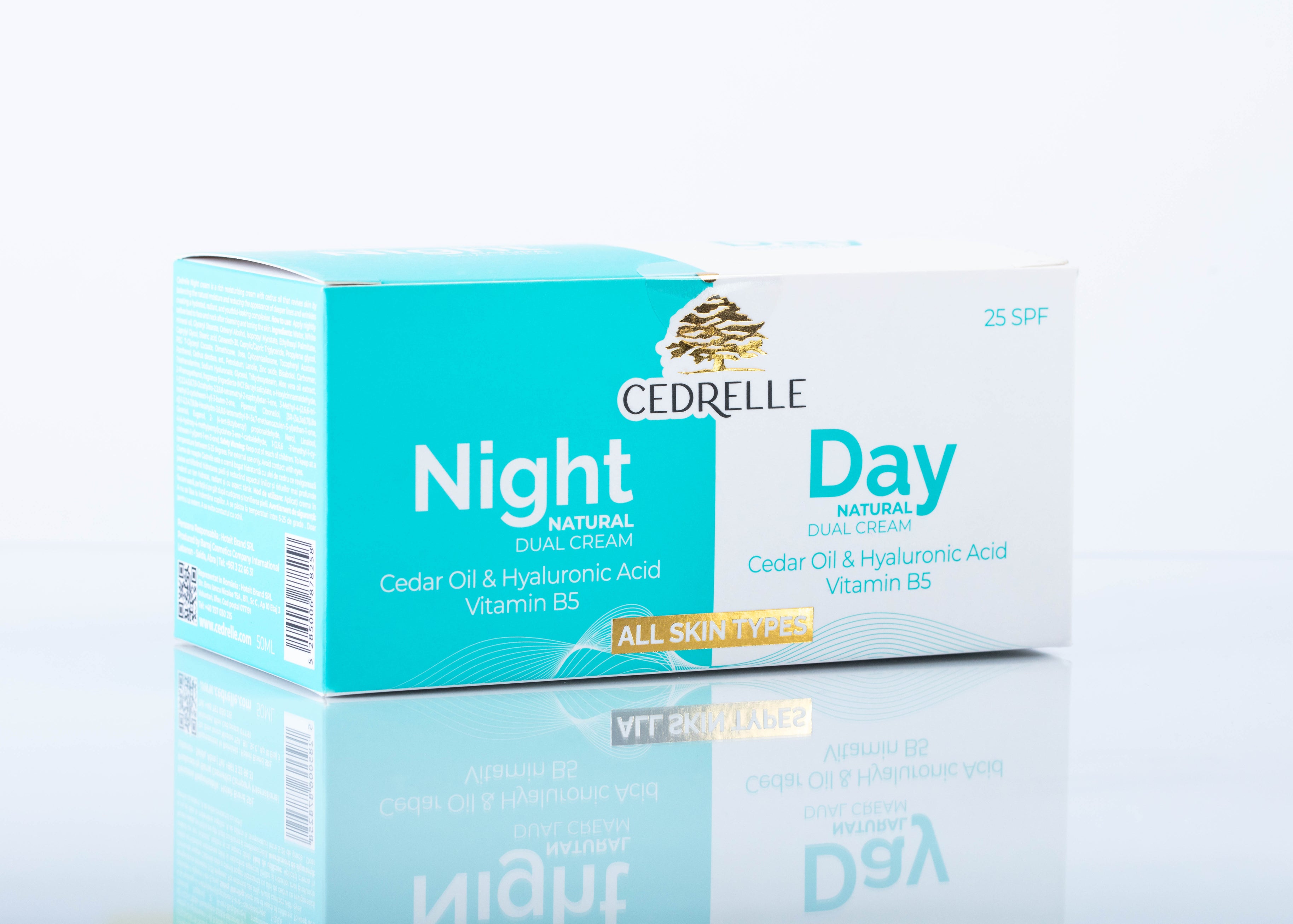 Cedrelle Duo Cremă Zi și Noapte – SPF 25, Vitamina B5, Îngrijire Completă cu ulei de cedru