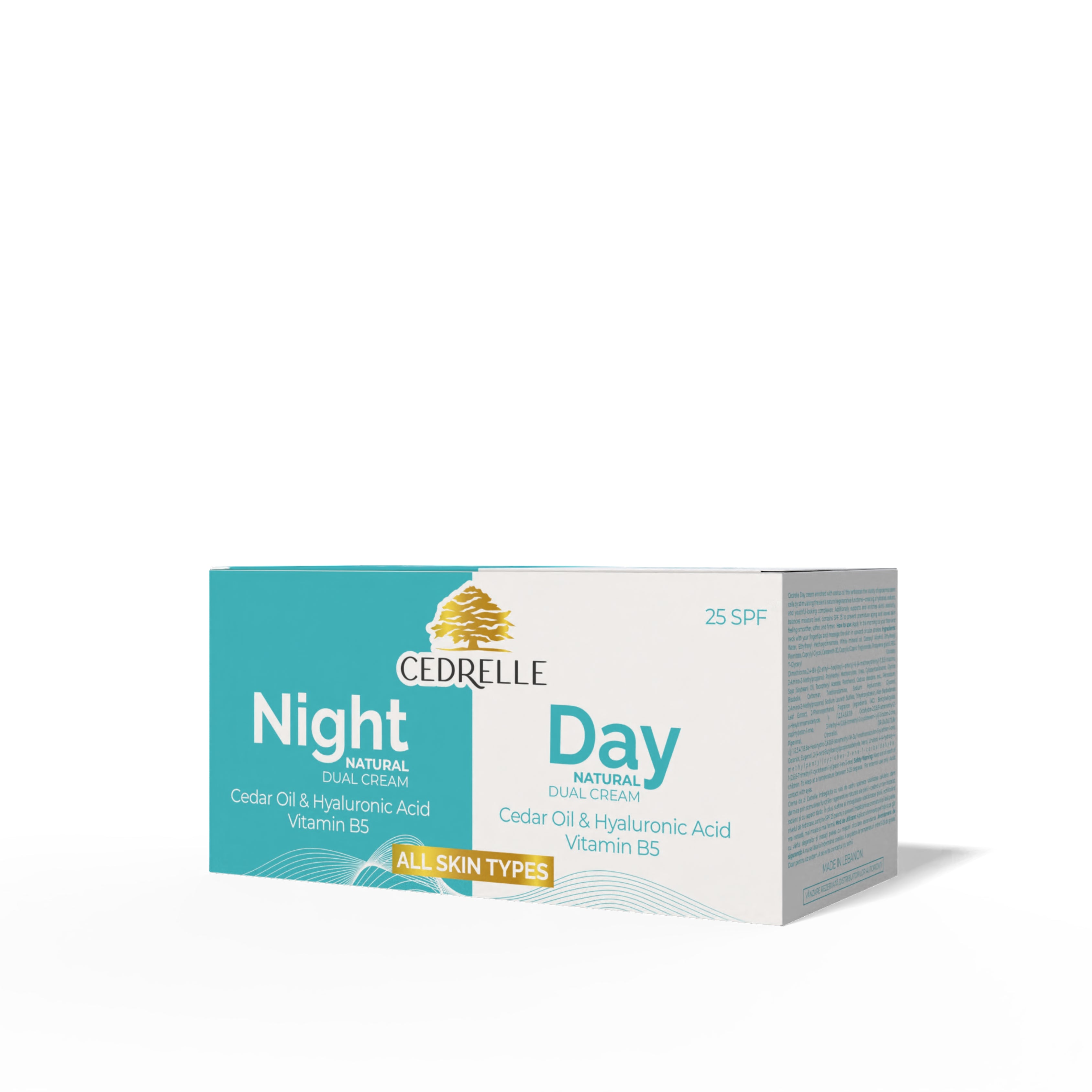 Cedrelle Duo Cremă Zi și Noapte – SPF 25, Vitamina B5, Îngrijire Completă cu ulei de cedru